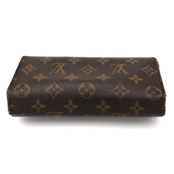 Louis Vuitton Sarah Wallet Brown Tan Leather Monogram Snap Closure Portefeiulle - Picture 4 of 8